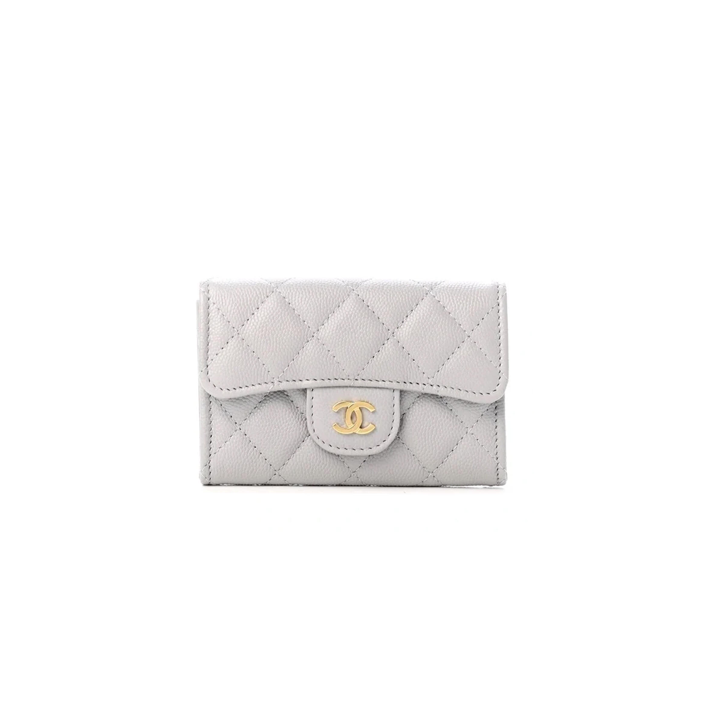 CHANEL CAVIAR QUILTED FLAP CARD HOLDER WALLET GREY AP0214 (11.3*7.5*2.5cm)